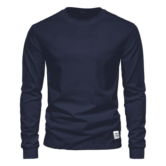 Herren nan klassisches langärmliges Baumwollshirt mit Rundhalsausschnitt und elastischen Bündchen R&B