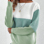 Damen bequemer Strickpullover mit modernem Farbblockdesign und lässigem Schnitt R&B