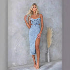Damen Denim-Cocktailkleid mit Schnittdetails R&B