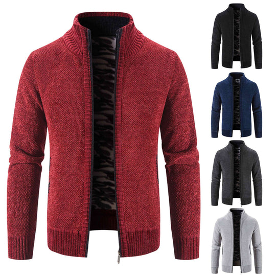 Herren Strickjacke mit hohem Kragen und praktischen Reißverschlusstaschen R&B