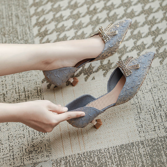 Damen elegante Pumps mit glitzernder Schleifenapplikation R&B
