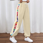 Damen Freizeithose mit buntem Blümchenmuster und elastischem Bund R&B