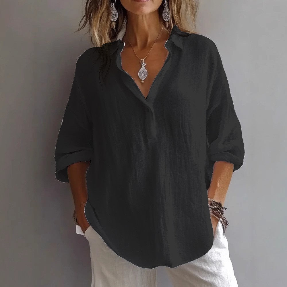 Damen Leichte Leinenbluse R&B