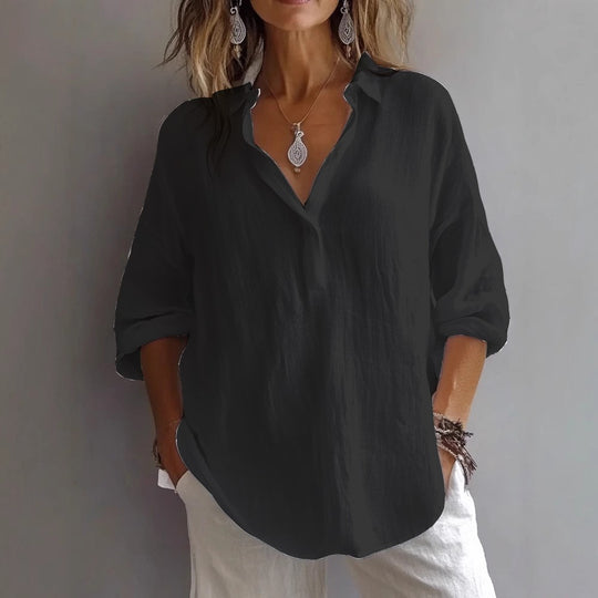 Damen Leichte Leinenbluse R&B