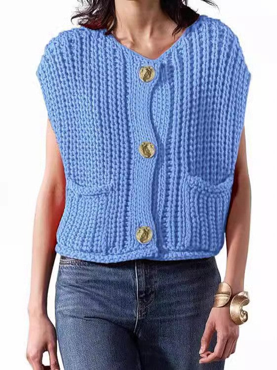 Damen Strickweste mit Knopfdetails und praktischen Taschen R&B