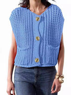 Damen Strickweste mit Knopfdetails und praktischen Taschen R&B