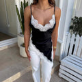 Damen Satin Top mit Spitzendetails R&B