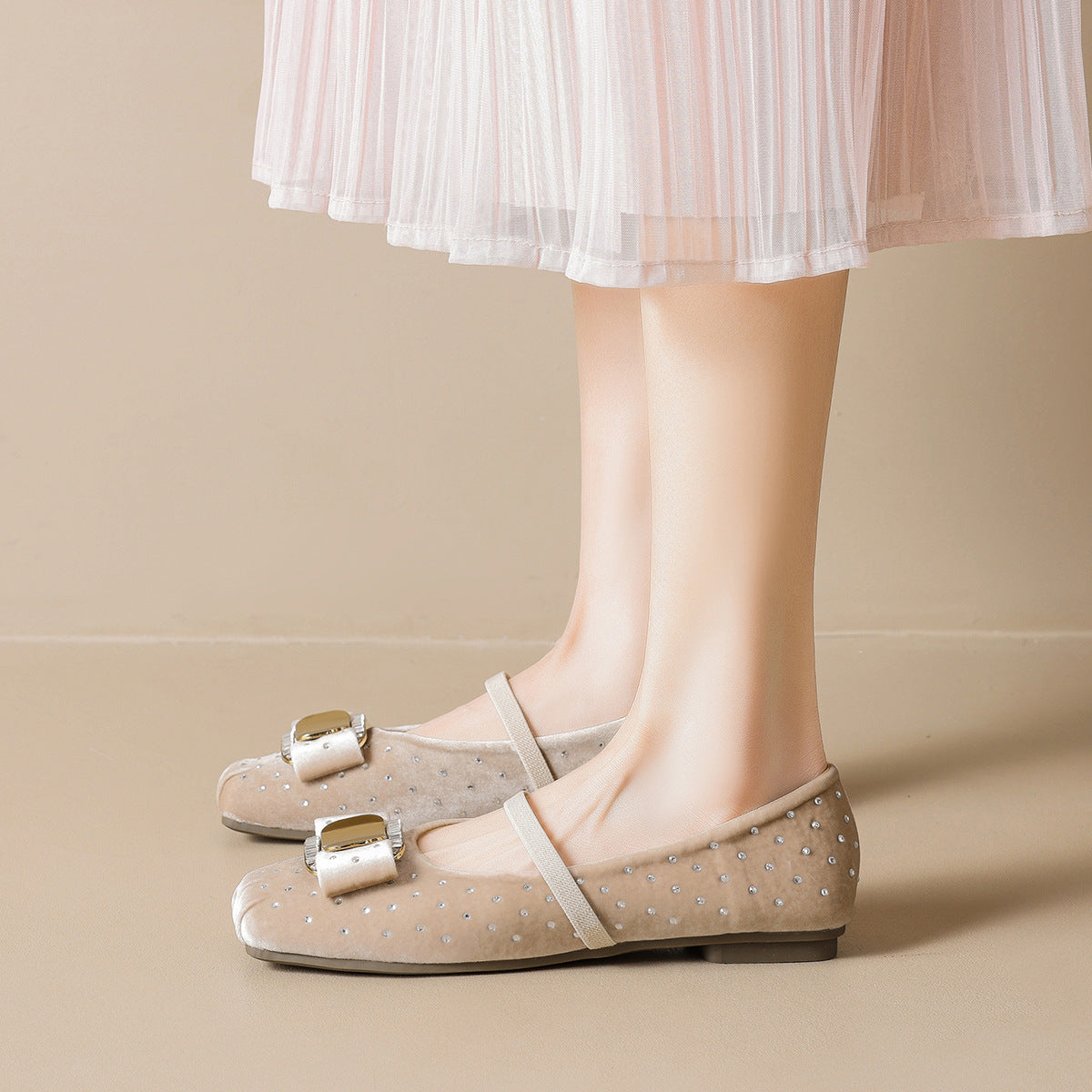 Damen Chice Ballerinas mit eleganter Schnalle und Strass-Applikationen