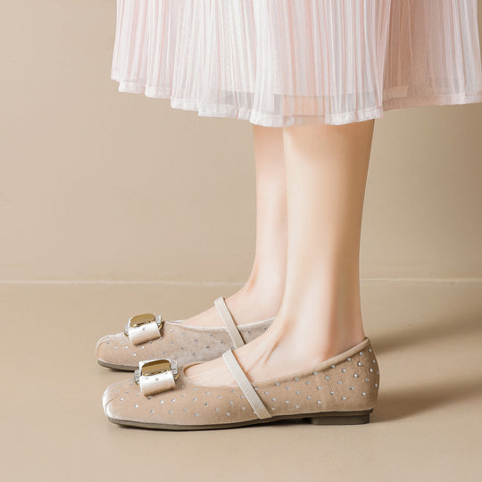 Damen Chice Ballerinas mit eleganter Schnalle und Strass-Applikationen R&B