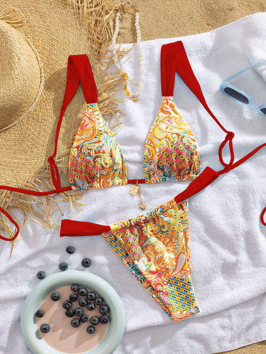 Damen Triangel-Bikini mit verspieltem Paisleymuster R&B