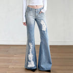 Damen Schlagjeans mit modischen Destroyed-Details und komfortablem Sitz R&B
