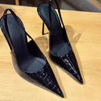Damen spitze Slingback-Pumps mit glänzender Oberfläche R&B