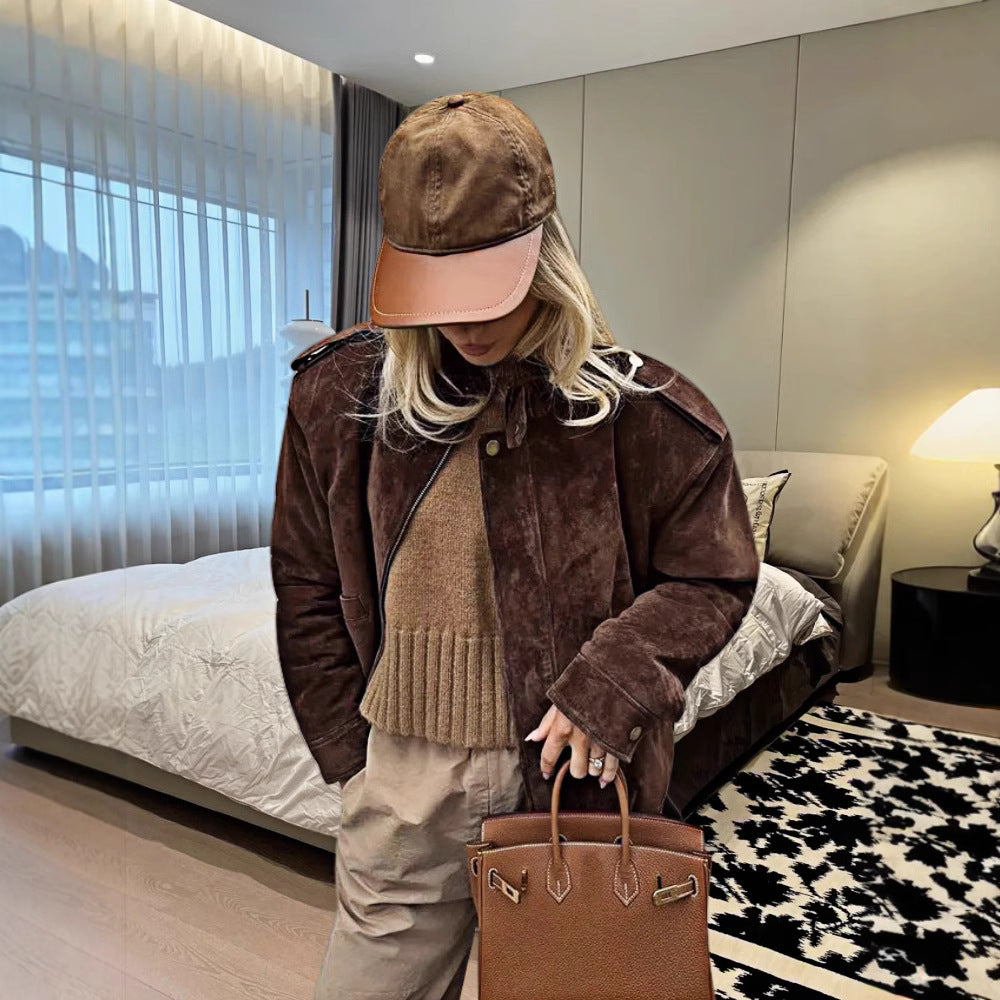 Damen stylische Utility-Jacke mit Gürtel und praktischen Taschen R&B