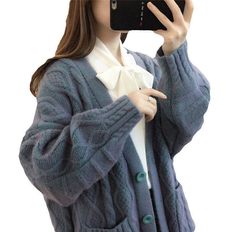 Damen Wabenstrick Oversized Cardigan mit Taschen und Knopfdetail R&B