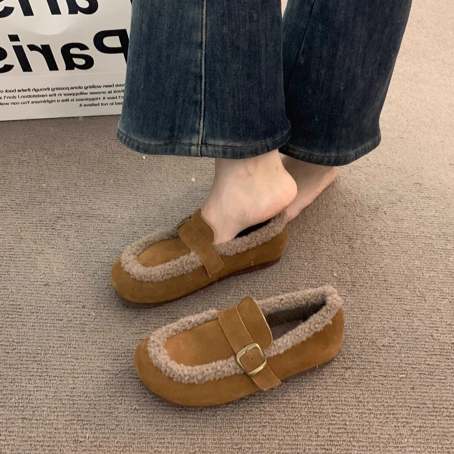 Damen Hauschuhe mit komfortablem Kunstfellrand R&B