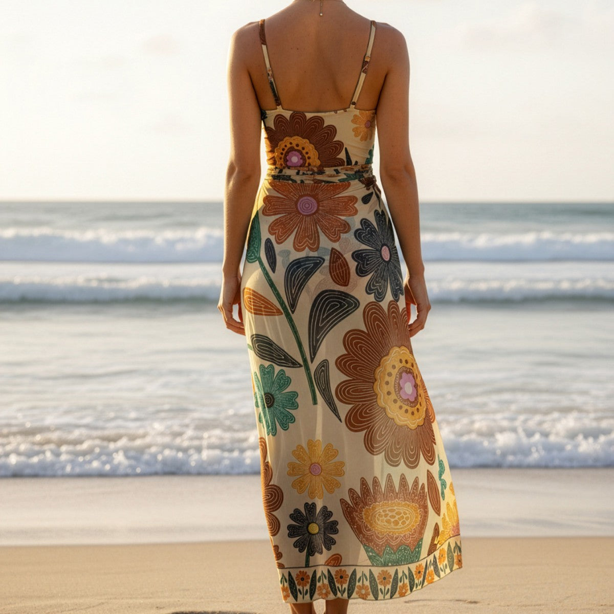 Damen Strandkleid mit verspieltem Blumendesign