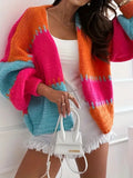 Damen farbenfroher Strickcardigan R&B