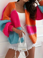 Damen farbenfroher Strickcardigan R&B
