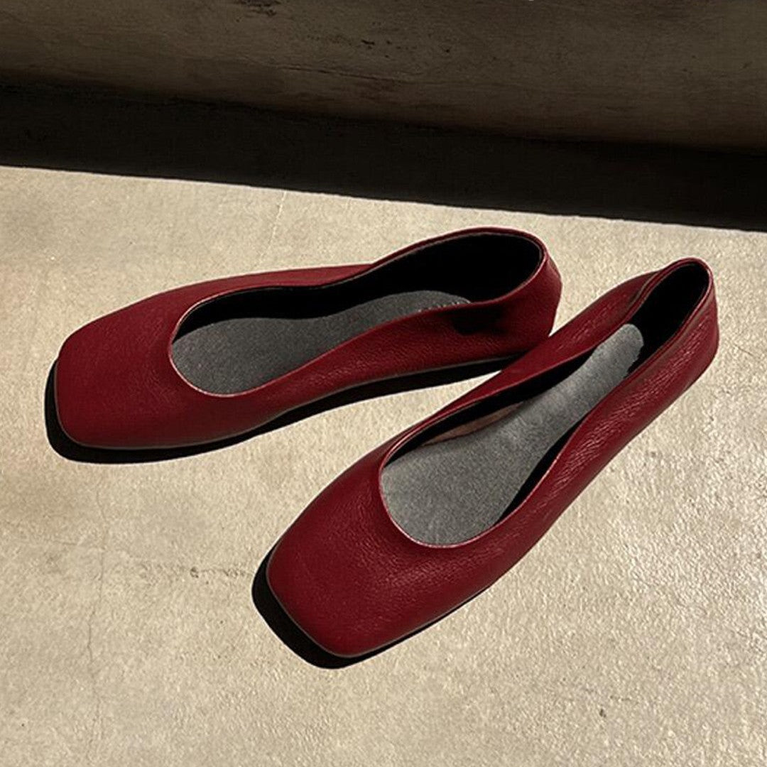 Damen Ballerinas im modernen Quadratdesign mit feiner Struktur R&B