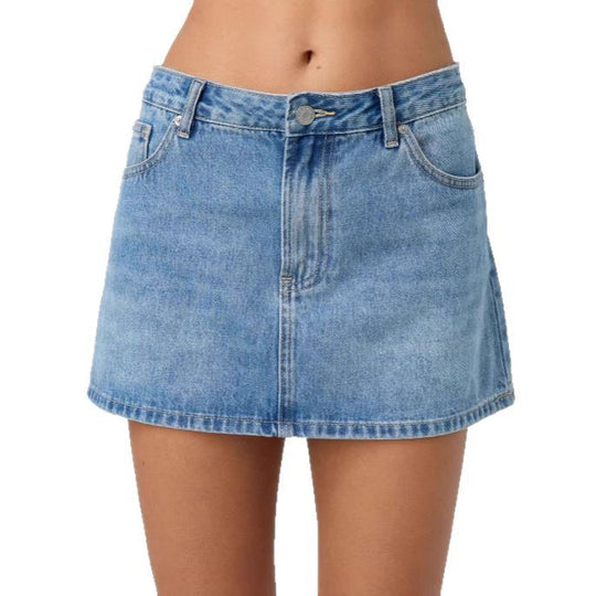 Damen Denim-Minirock mit modischen Taschen und klassischem Schnitt R&B