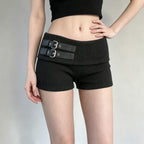 Damen Shorts mit breitem Bund und dekorativen Schnallen R&B