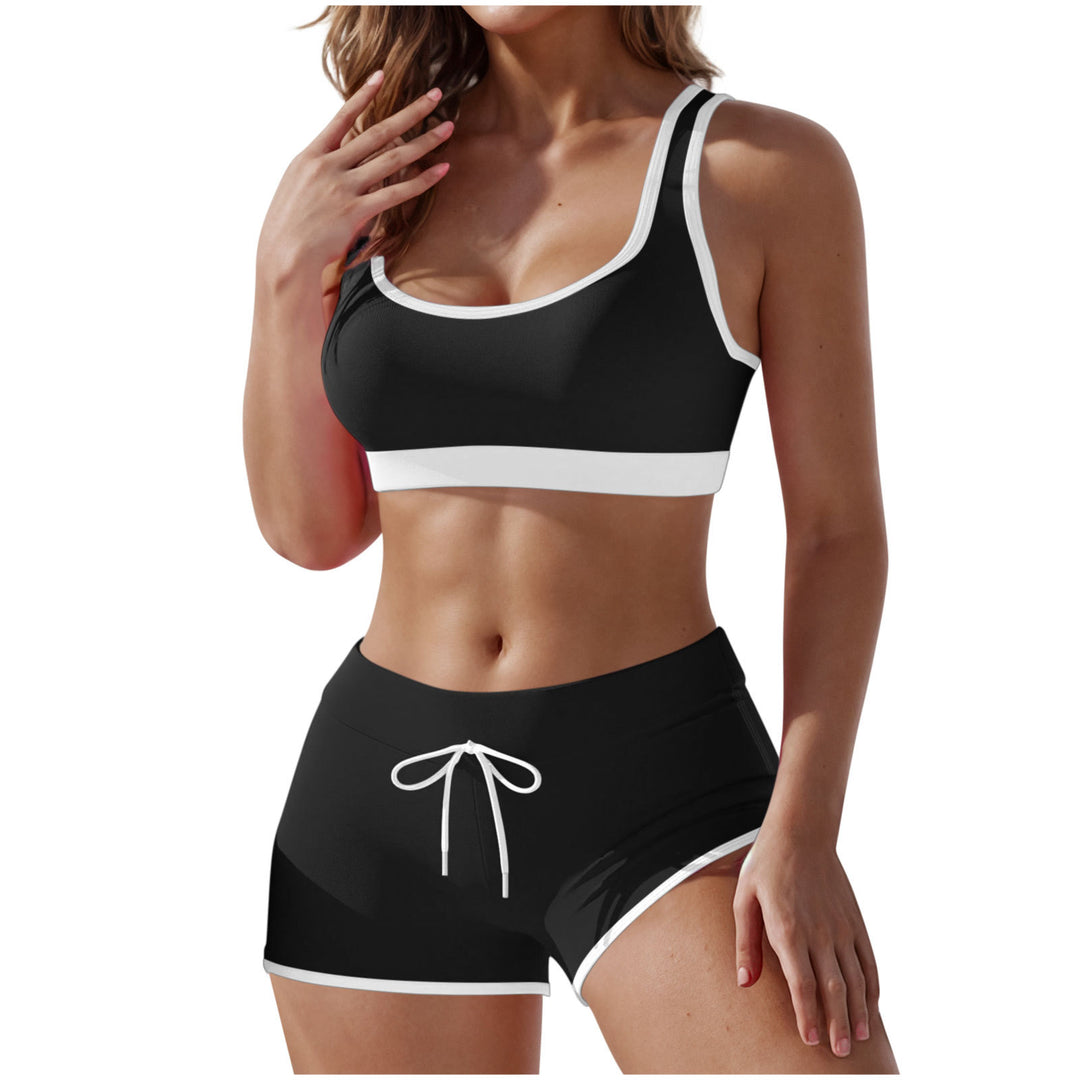 Damen nan stützendes Sportbustier mit breitem Unterbrustband und taillenhohen Trainingsshorts R&B