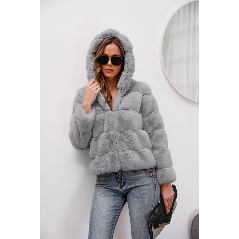 Damen weiche Fleecejacke mit Kapuze R&B