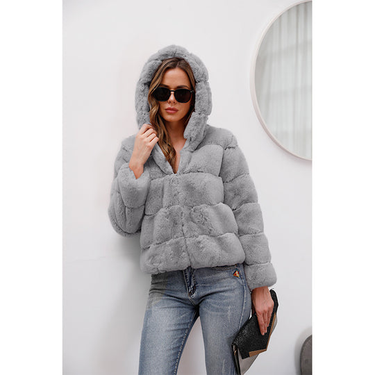 Damen weiche Fleecejacke mit Kapuze R&B