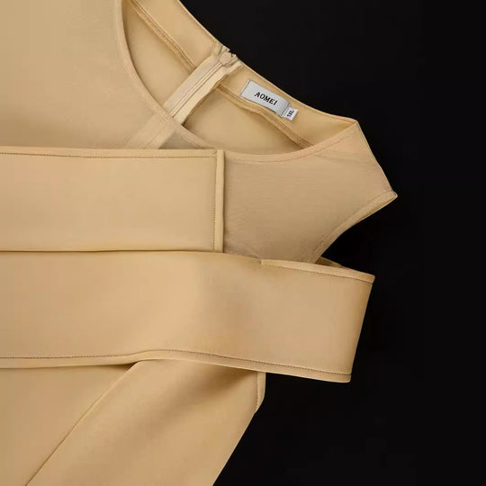 Damen Elegantes Cocktailkleid mit asymmetrischem Schnitt und transparenten Ärmeln R&B