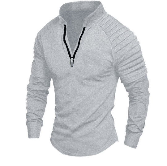 Herren Trainingsshirt mit hohem Kragen und dezentem Reißverschluss R&B