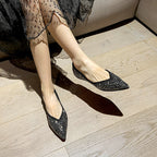 Damen elegante Ballerinas mit funkelnden Strassapplikationen