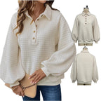 Damen lässiger Oversized Pullover mit strukturiertem Waffelmuster R&B