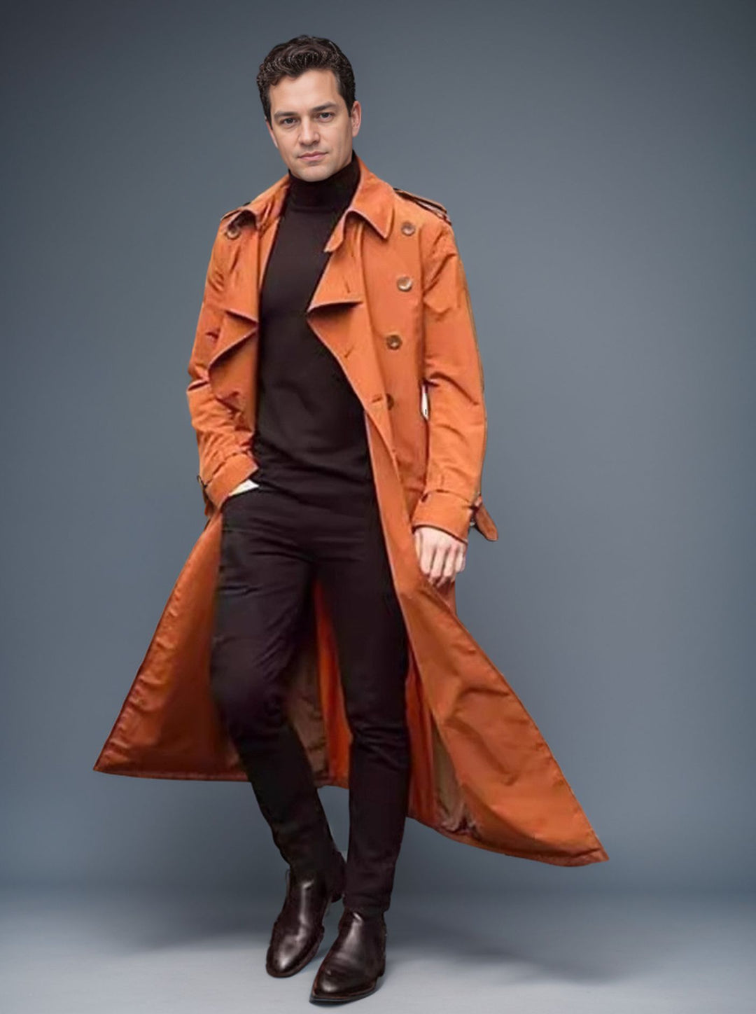 Herren Langer Trenchcoat R&B