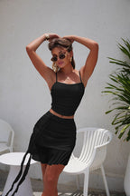 Damen elegantes Top und Wickelrock-Set R&B