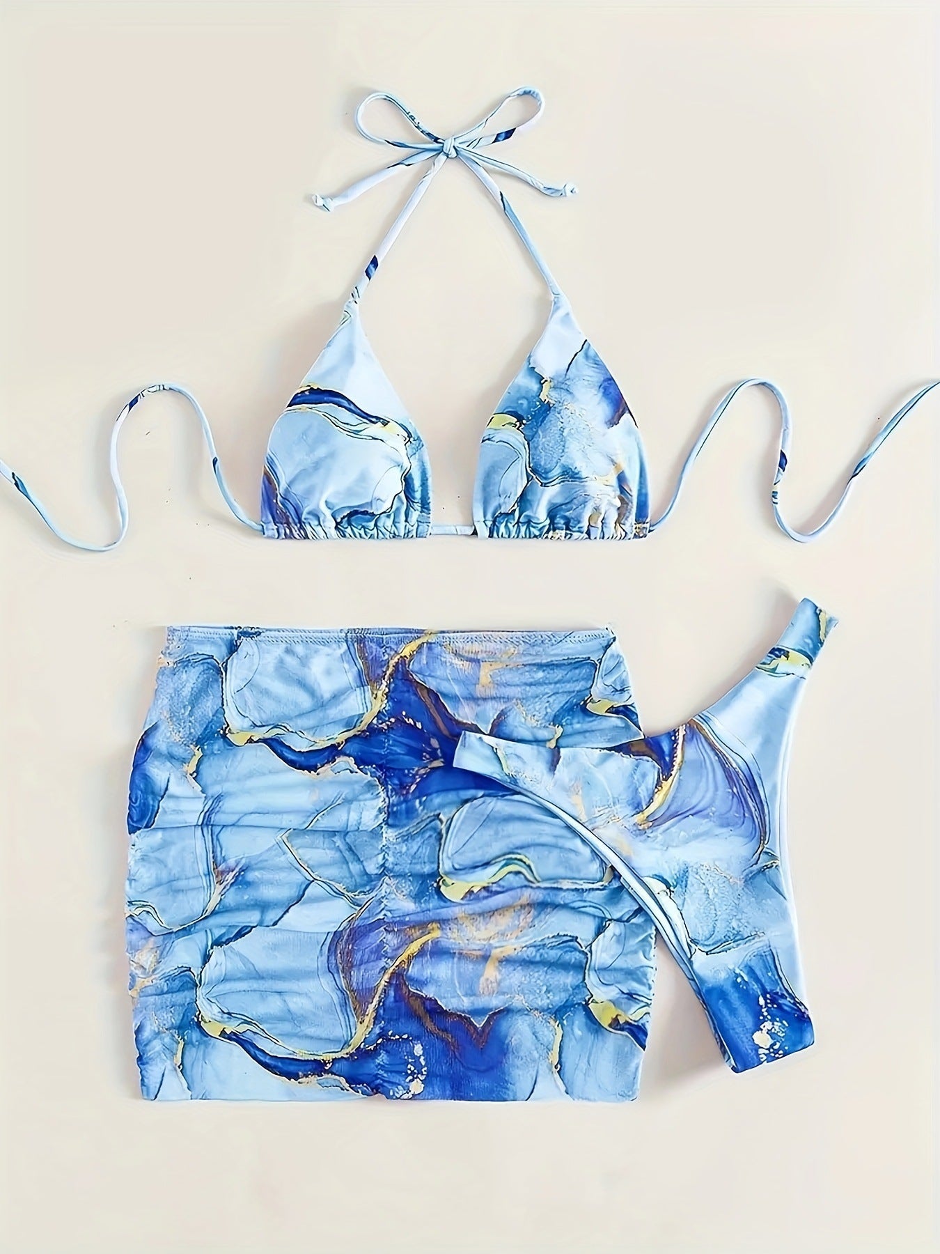 Damen Triangel-Bikini mit modischem Wickelrock R&B