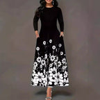 Damen Maxikleid mit floralen Mustern und praktischen Taschen