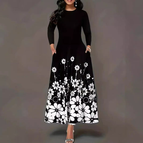 Damen Maxikleid mit floralen Mustern und praktischen Taschen R&B