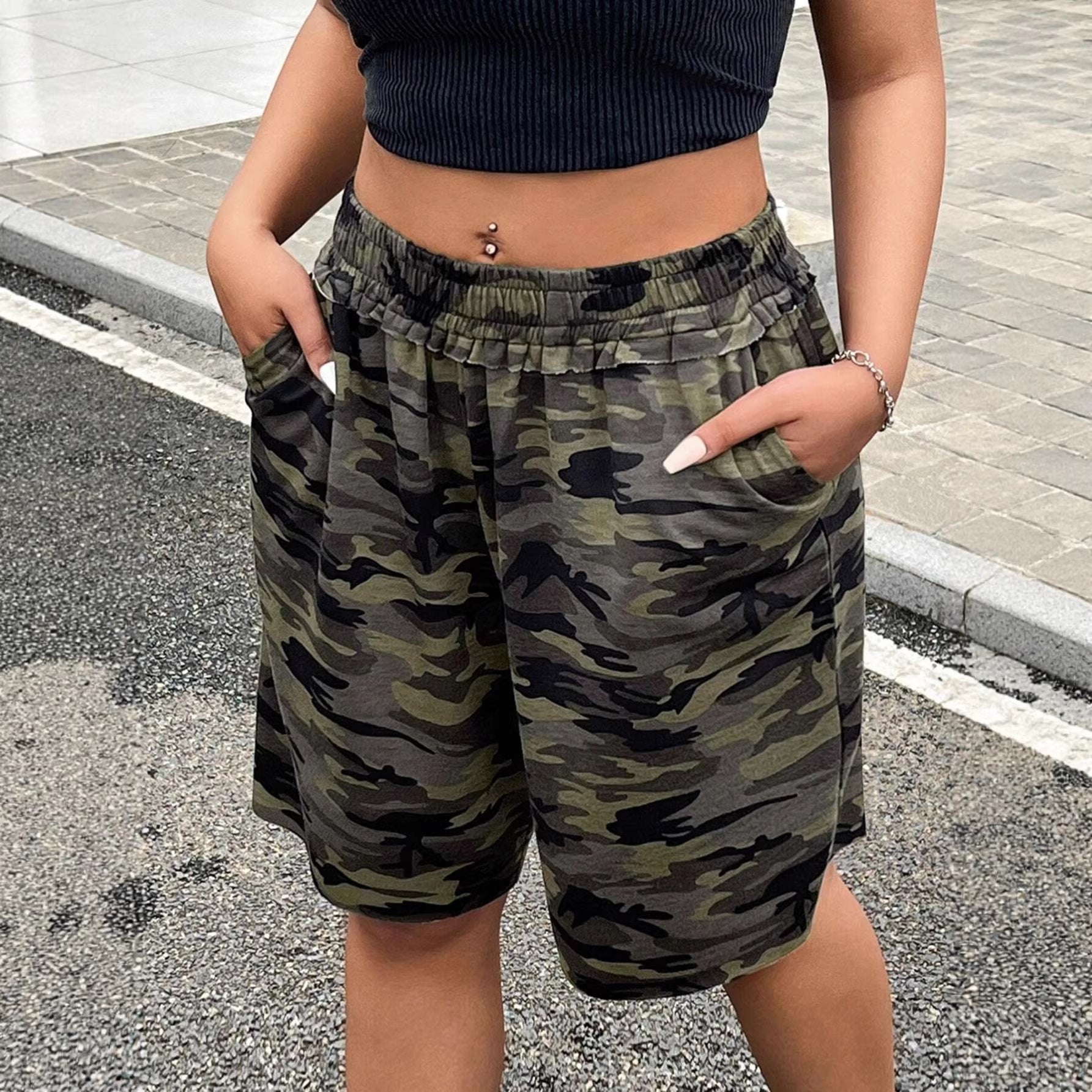 Damen Freizeithosen im modernen Camouflage-Design R&B