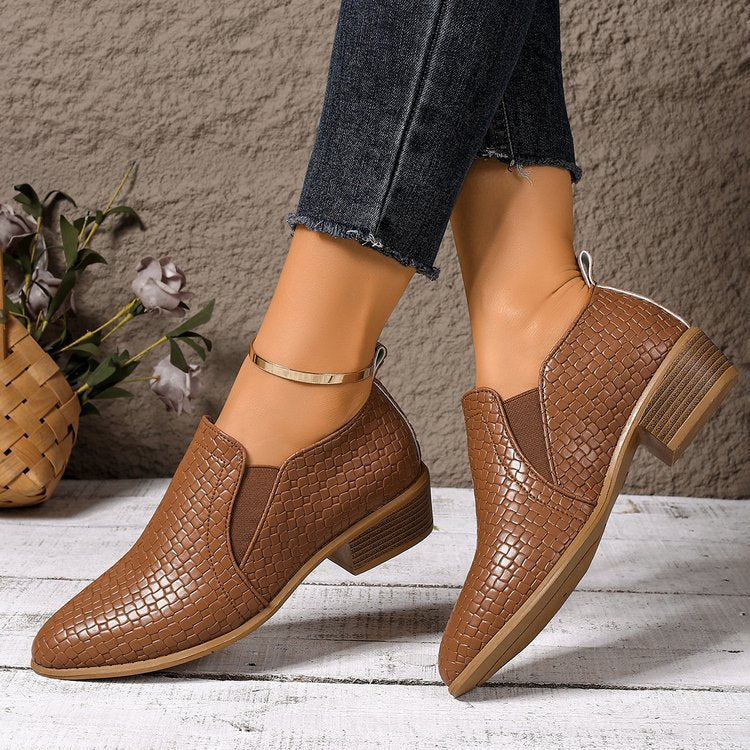 Damen elegante Slip-On Stiefeletten mit modischem Lederdesign R&B