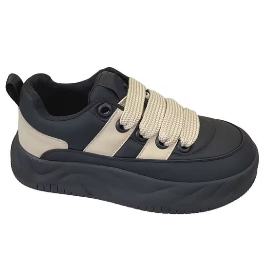 Damen Plattform Sneakers mit dickem Gummi-Style und farblich abgesetzten Details R&B