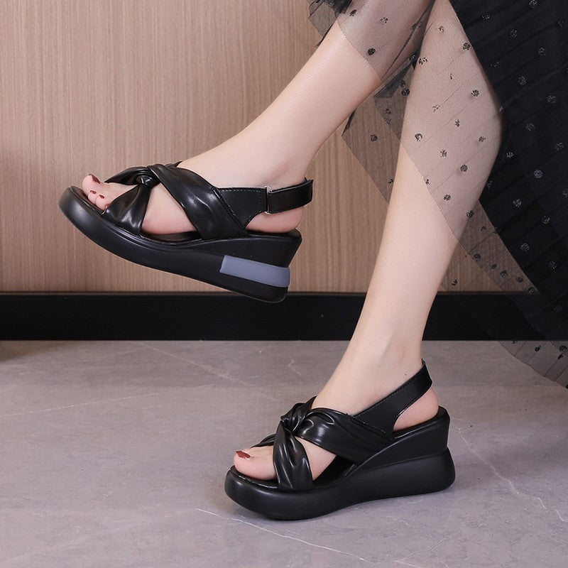 Damen Wedge-Sandalen mit modischem Knoten-Design und flexiblem Fußbett R&B