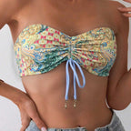 Damen Bandeau-Bikini-Oberteil mit verspieltem Muster R&B