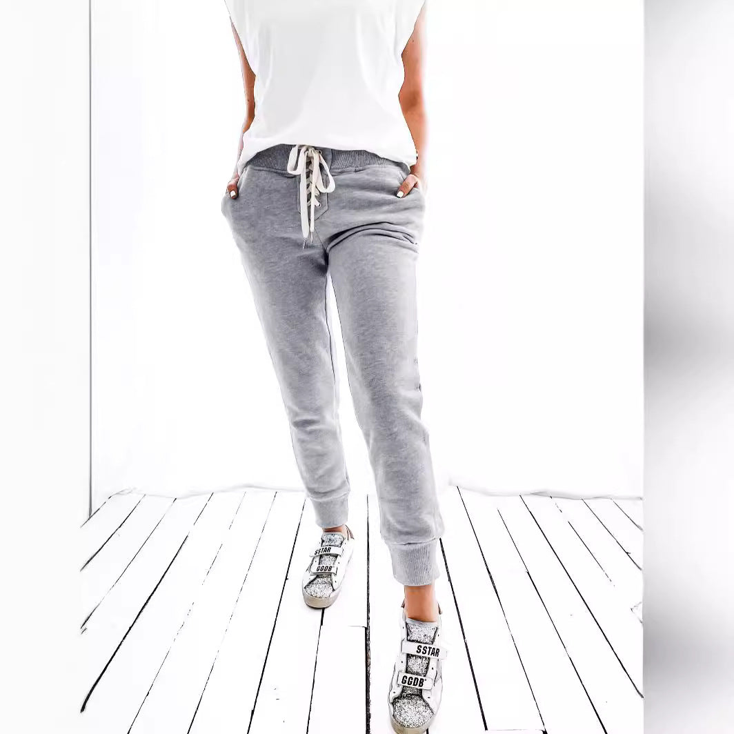 Damen lässige Jogginghose mit verstellbarem Bund und praktischen Seitentaschen R&B
