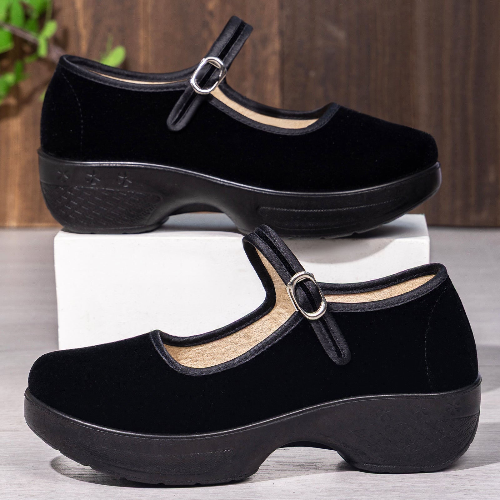 Damen Komfortable Mary Jane Schuhe mit verstellbarem Riemen
