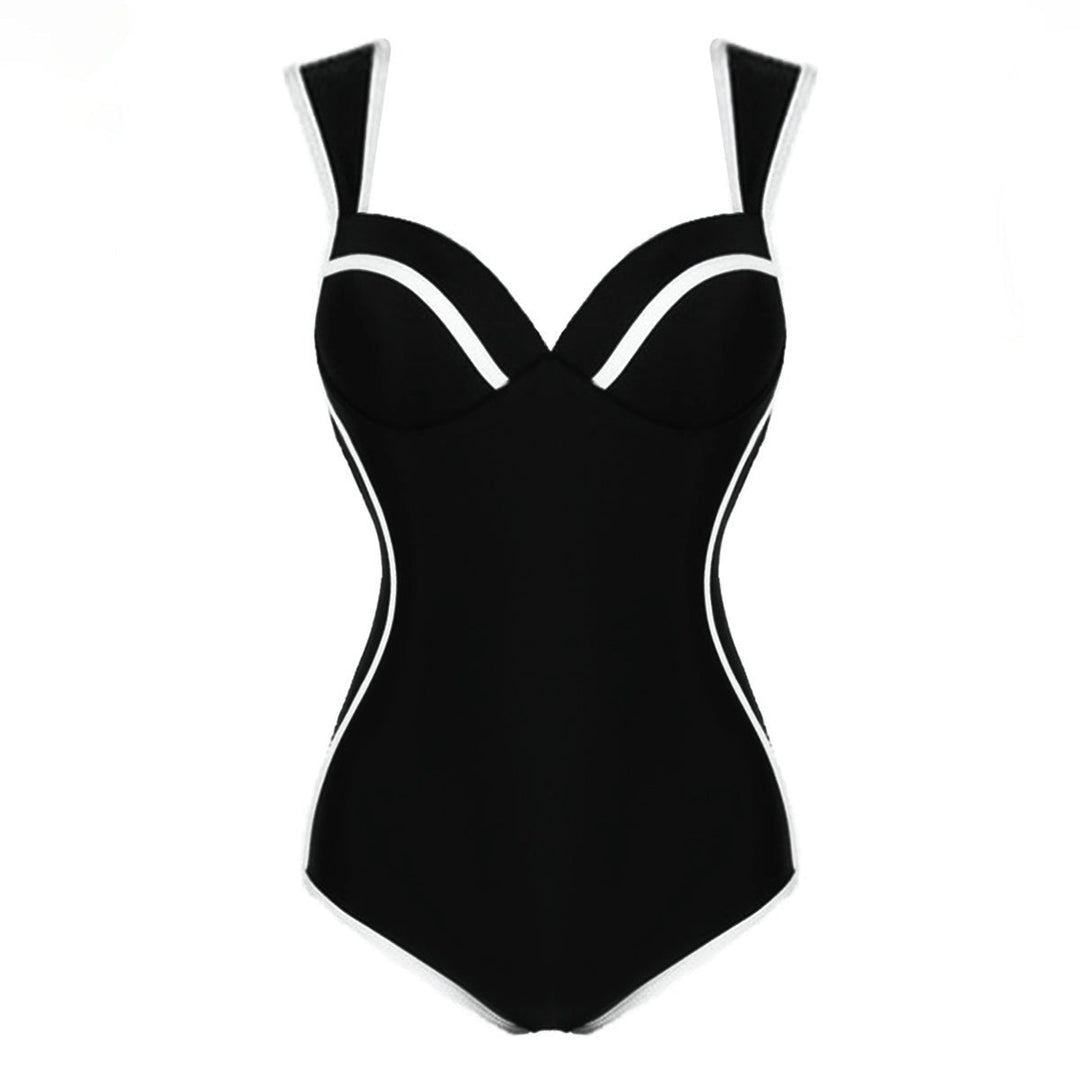 Damen Hochwertiger Einteiler Badeanzug mit elegantem Kontrastdesign R&B
