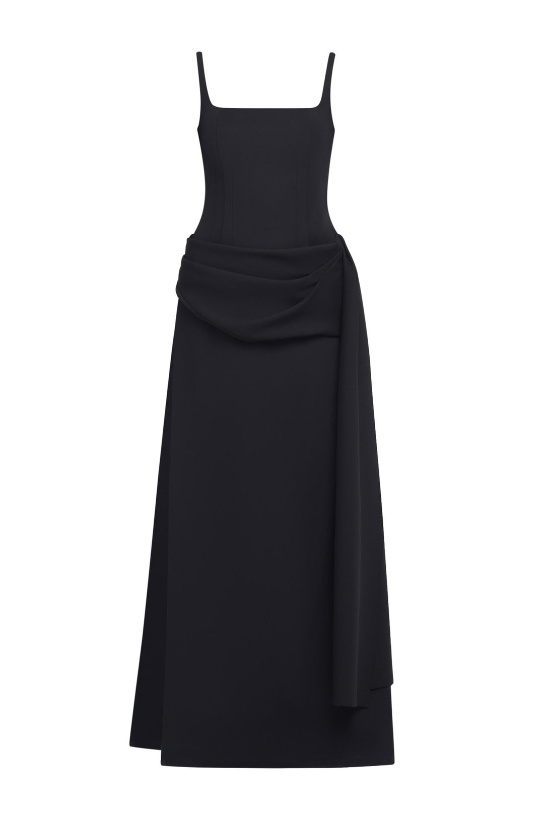 Damen Elegantes Maxikleid mit transparenten Ärmeln und drapiertem Rock R&B