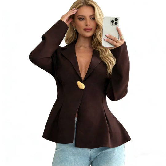 Damen Peplum-Blazer mit ausgefallenen Knopfdetails R&B