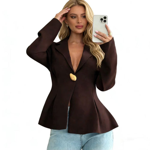 Damen Peplum-Blazer mit ausgefallenen Knopfdetails R&B
