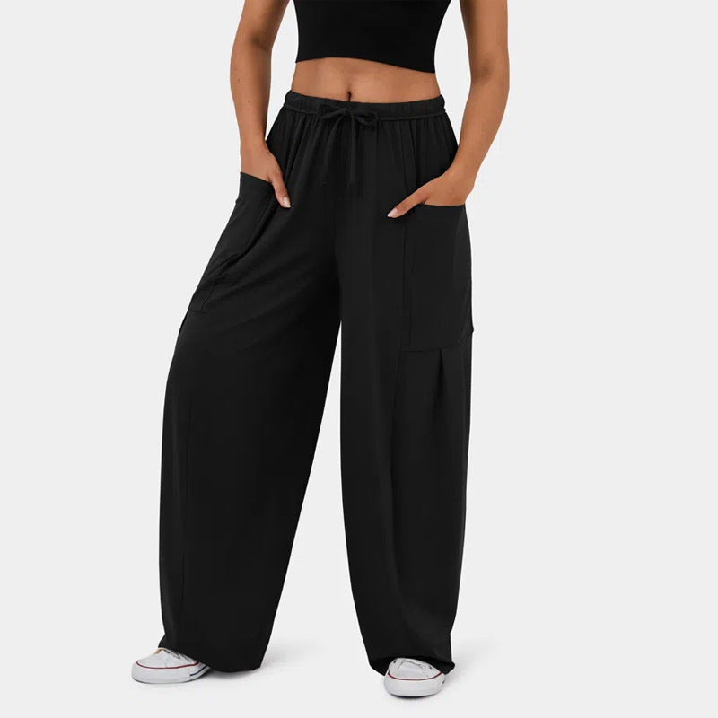 Damen Weite Freizeit-Hose mit elastischem Bund und praktischen Taschen R&B