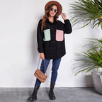 Damen Oversized Cordjacke mit bunten Taschen R&B